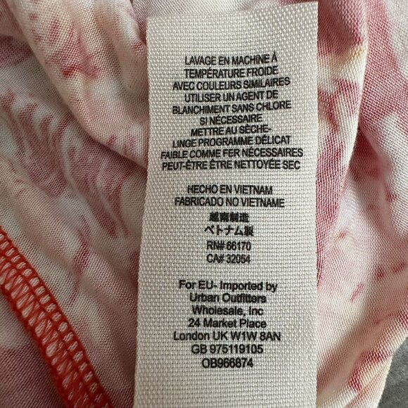 Free People Baja‎ Babe Red Floral Print Tie Back Cold Shoulder Tee Top Jersey XS - Picture 12 of 16